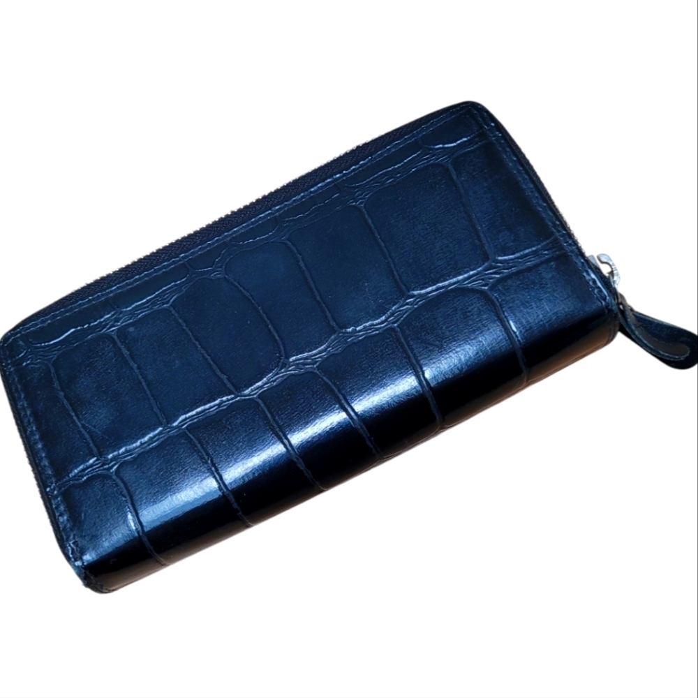 VERA PELLE | Black Crocodile Embossed Wallet
